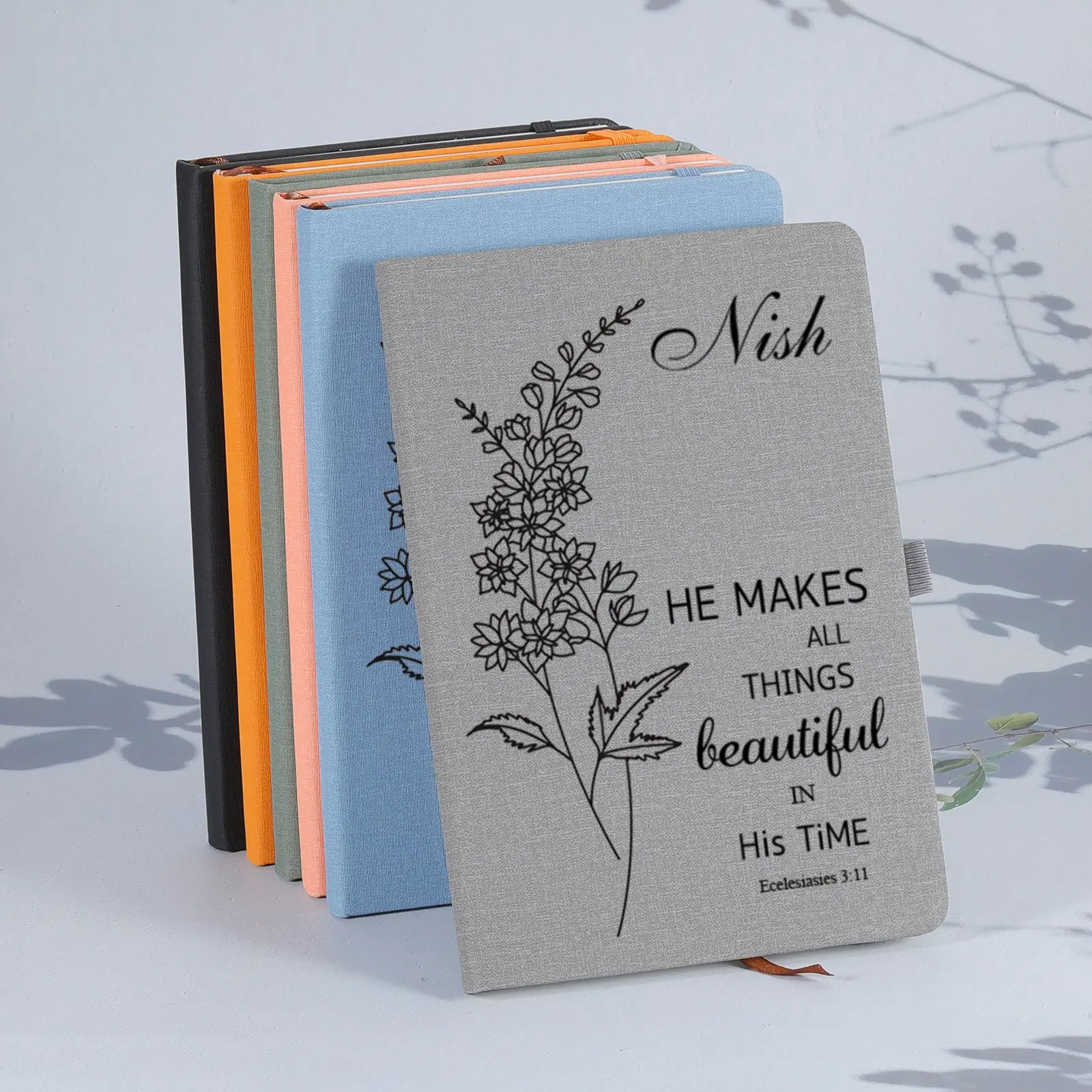 HE MAKES ALL THINGS Beautiful IN His TiME Personalized Birth Flower Notebook Custom Name Journal Gifts Notebook Birthday Gift