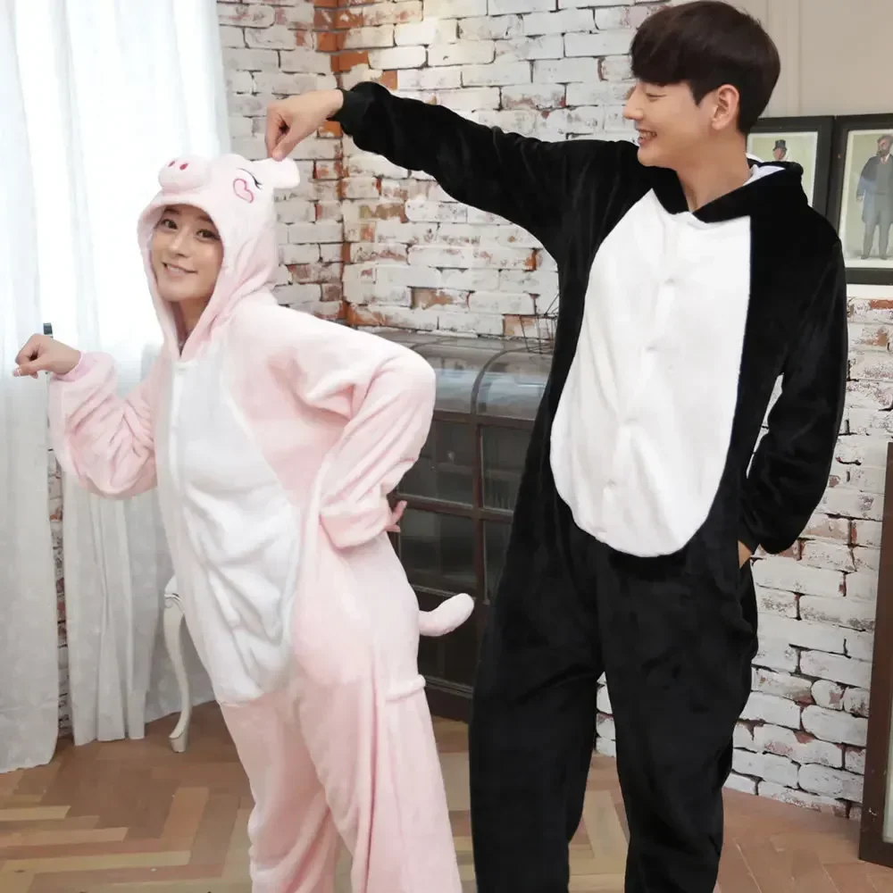

Funny Pig Men Pajama Sleepwear Novelty Animal Anime Set Gift for Men Women Winter Warm Thickened Homewear Dress
