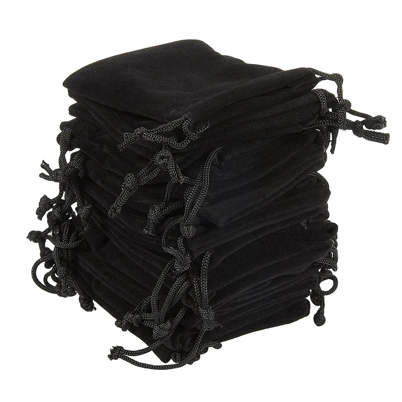 Velvet Drawstring Jewelry Gift Pouches – Pack of 100 in Black and Blue