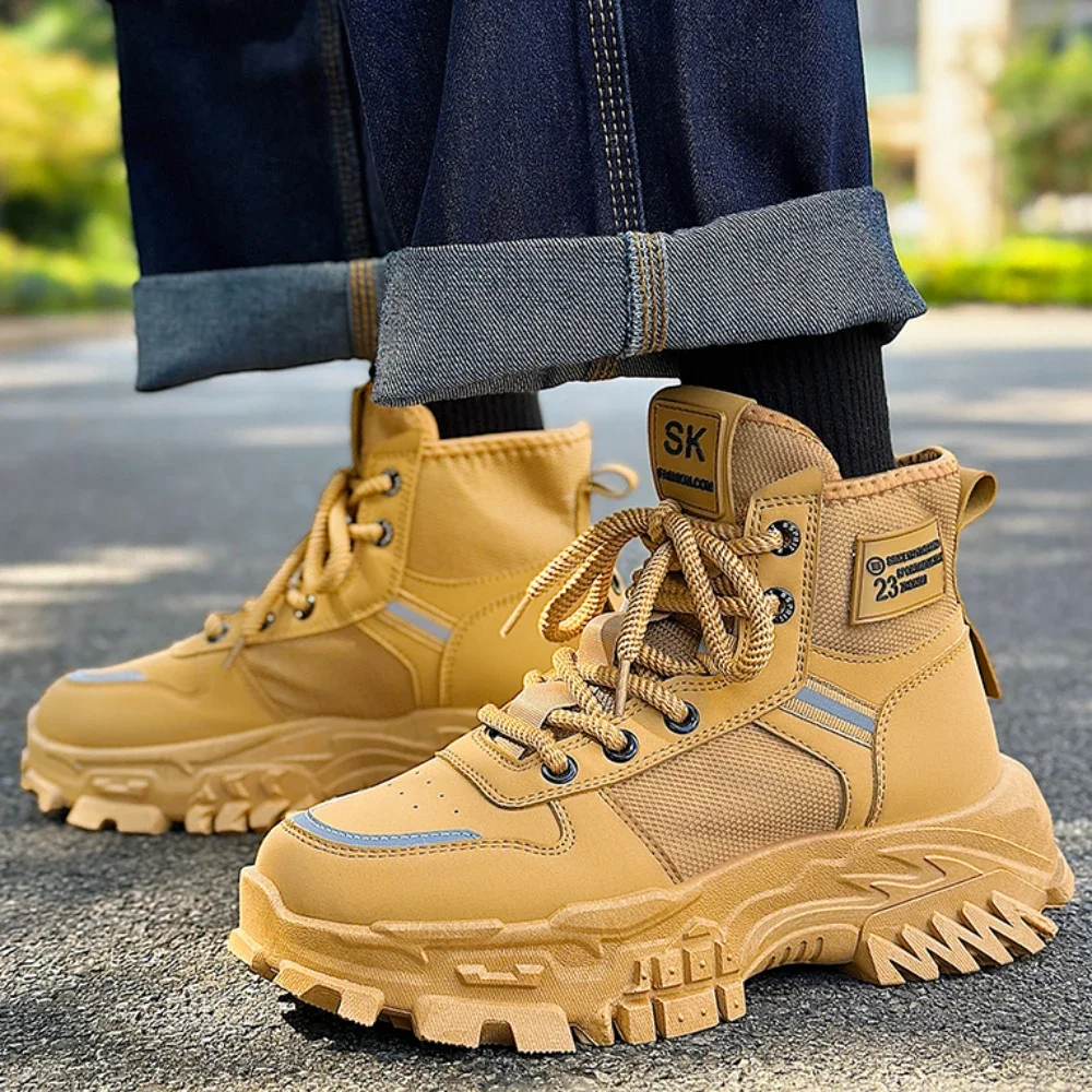 

Men Boots Winter New Lace Up Male British Platform Shoes Fashion Warm Man Casual Boots for Men High-top Tooling Shoes Tide Boots