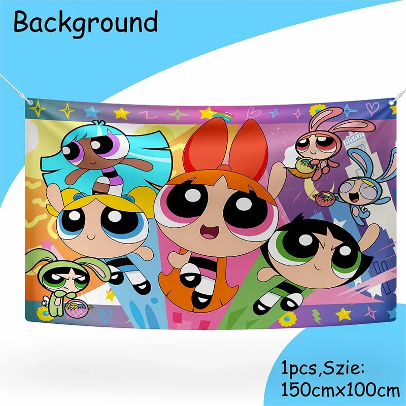 thumbnail image 1 of The powerpuff Girls-decoración para fiesta de compromiso y boda, pancarta con globos, telón de fondo, suministros para pasteles, pancarta para Baby Shower, 1 of 5