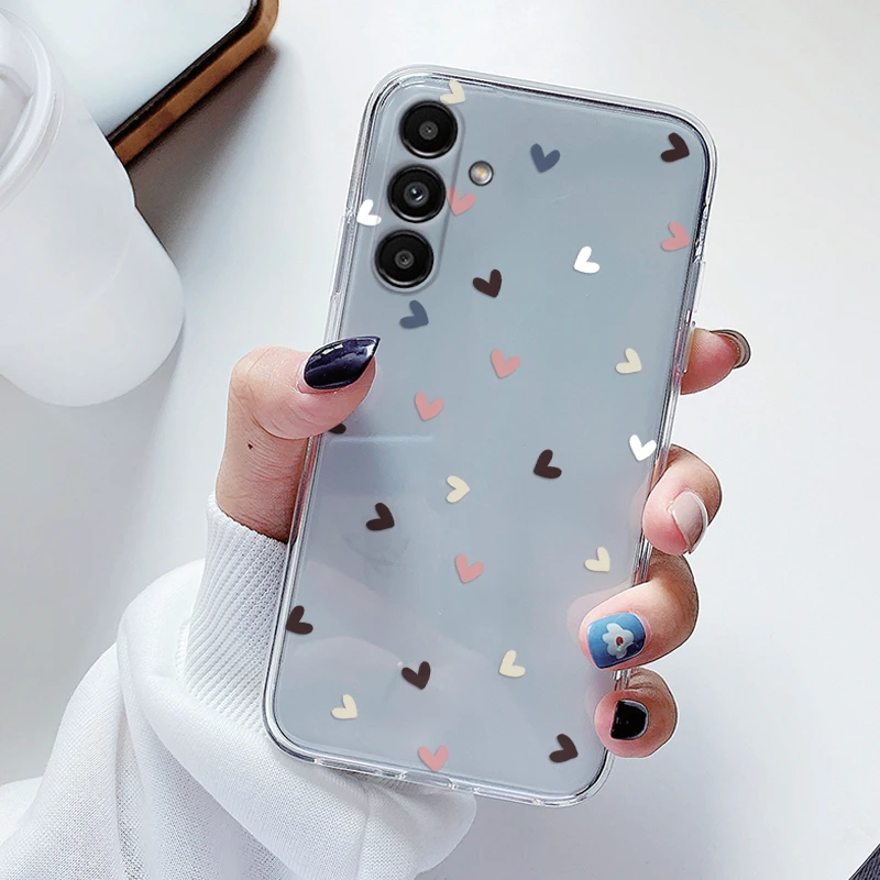 Clear Floral Cartoon Heart Shockproof Soft TPU Case - Transparent Cover