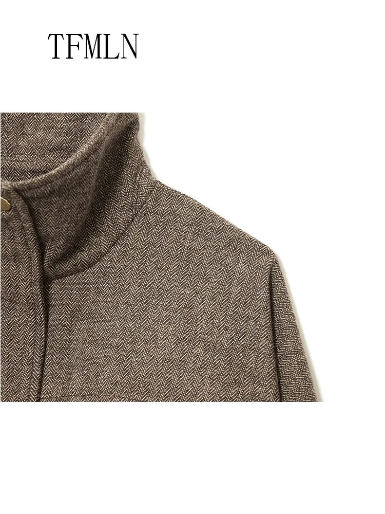 Oversize Causal Bomber Jackets For Women 2025 Autumn Winter Retro Loose Stand Collar Pockets Coats Zipper High Street Outwear