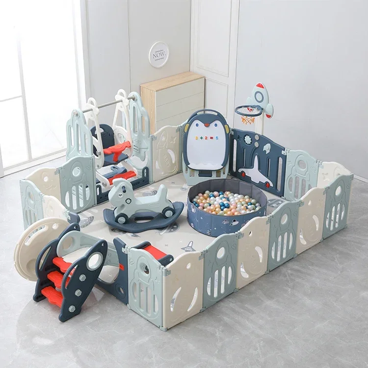 Children Kids Game Fence with Safety Locker Easy Installation Foldable Baby Playpens for Toddlers