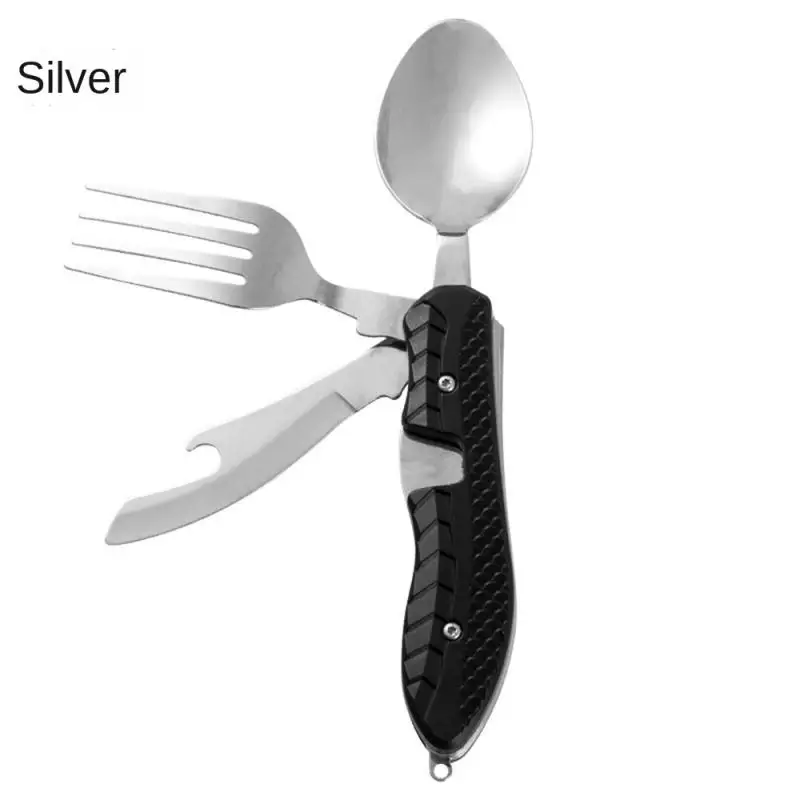 3-in-1 Outdoor Folding Spoon Fork Knife Combo Set Cutlery Picnic Travel Portable Multitool Stainless Steel Camping Utensils 6