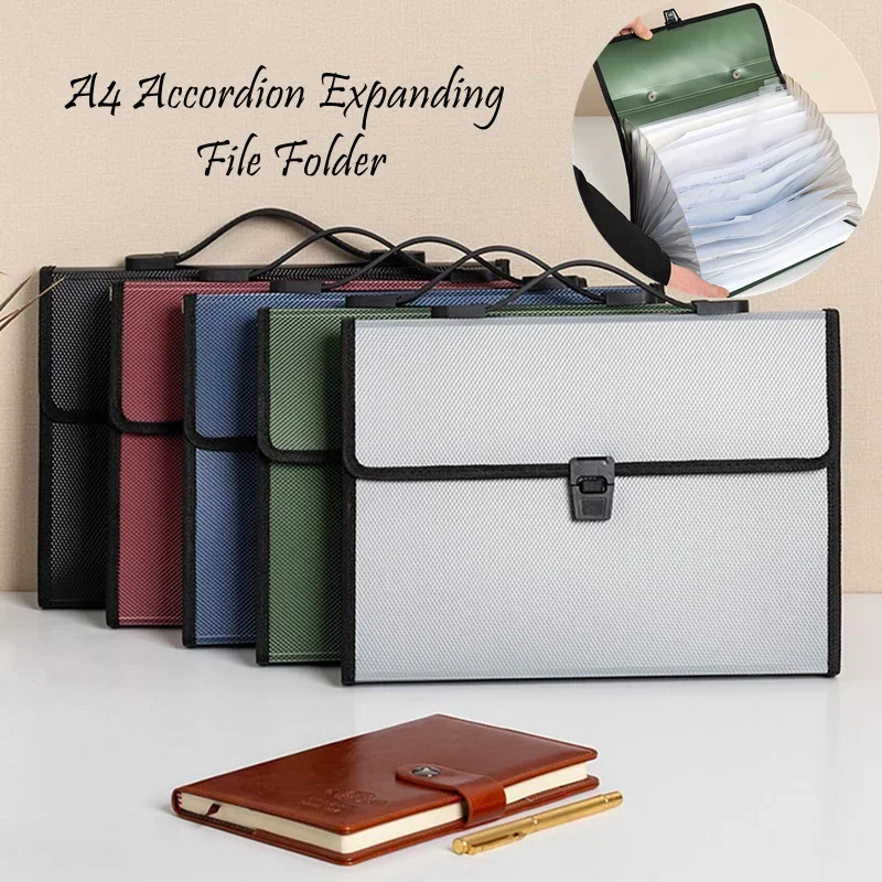 

A4 Multi-layer Folder Large-capacity Accordion Expanding File Folders Tote Bag for Office Storage Briefcase Document Organizer