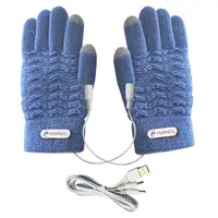 1 Pair Heated Knitting Full Finger Mittens Windproof USB Electric Heating Gloves Portable Constant Temperature Hand Warmer 2
