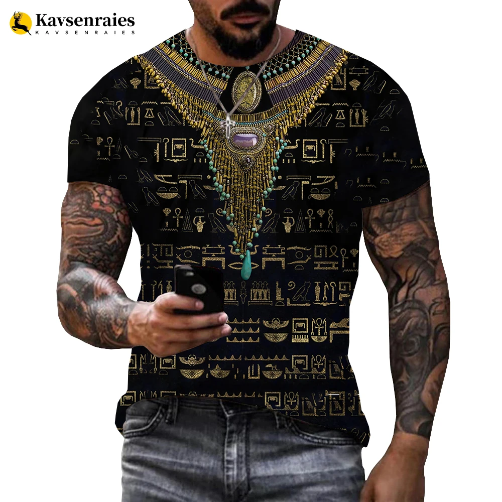 

Retro Ancient Egyptian Egypt God Pharaoh 3D Printed T-shirt Eye of Horus Pattern T Shirt Men Fashion Casual Streetwear Tops