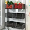 Household Wall Hanging Basket Kitchen Magnetic Attraction Storage Rack Refrigerator Magnetic Shelf Living Room Summary Holder 2