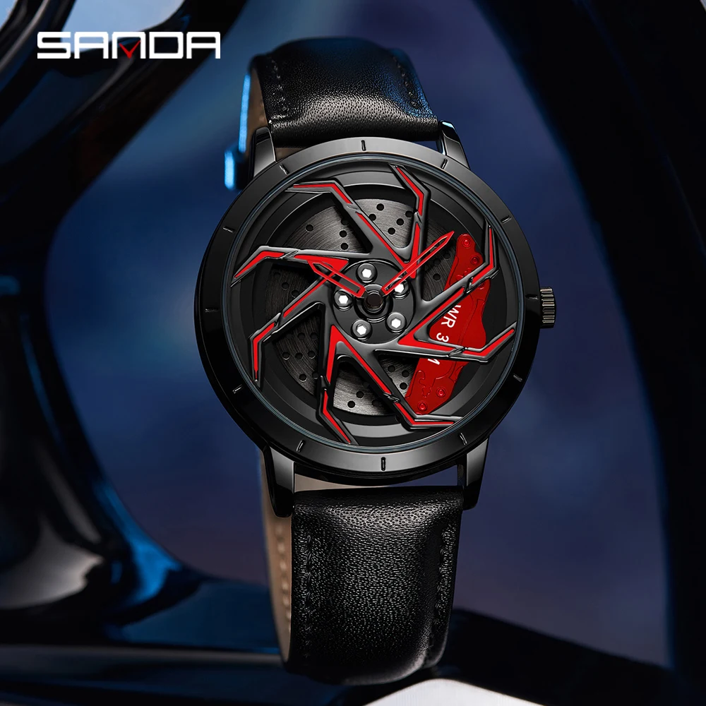 

Fashion Mens Watches Luxury 360 Rotating Car Wheel Dial Quartz Watch Men Casual Steel Waterproof Sport Watch Relogio Masculino