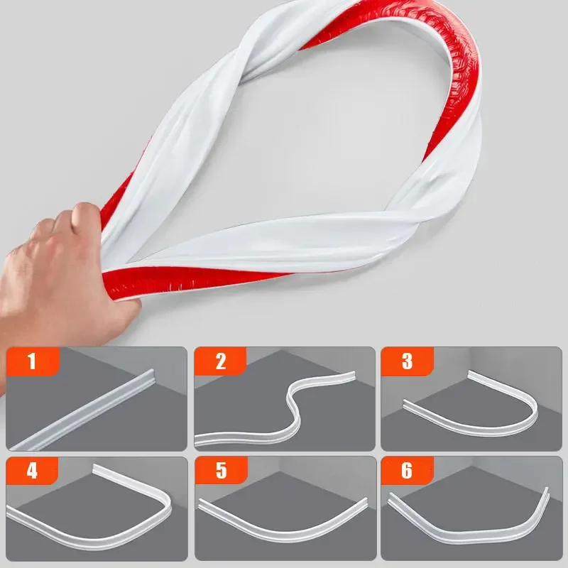 Toilet Bathroom Shower Room Water Retaining Strip Wet Dry Separation Self-adhesive Water Barriers Washing Machine Stopper