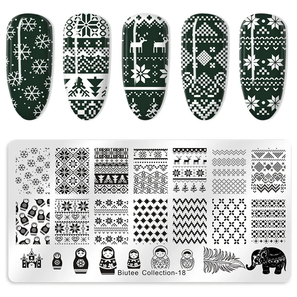 12*6cm Big Size Nail Art Stamping Plate Lines Animal thicken Template Printing mold Plates Nail Art Stencil Decor Stamp Tool 6