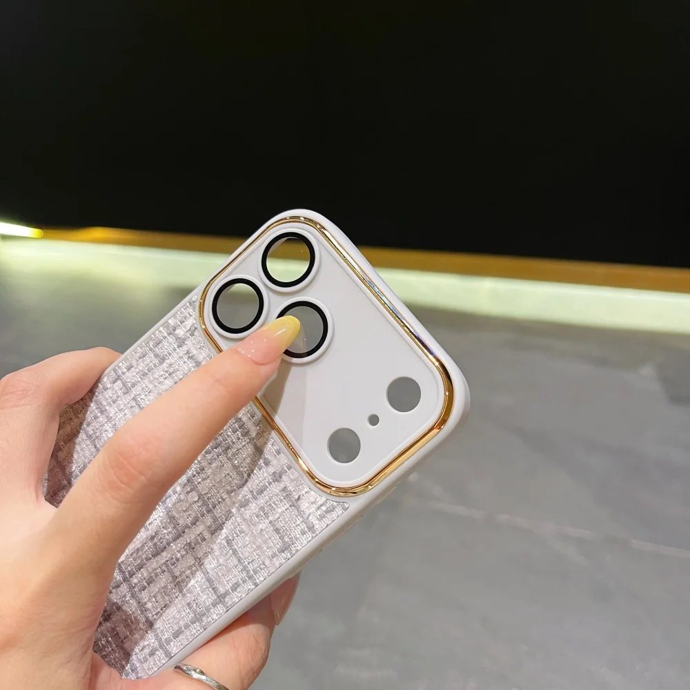 Elegant Golden Border Frosted Fabric Design Soft Bumper Cover