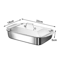 Stainless Steel Deep Dish Cookware with Lid - Heat - Resistant Oven - Safe Baking Tray for Grilling & Everyday Cooking (S With lid)