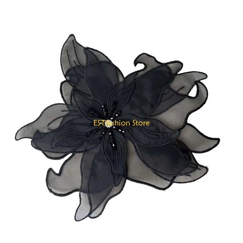 Y5GC Oversized Flower Eye-Catching Applique for Clothes Hat Sewing Patches DIY Scarf