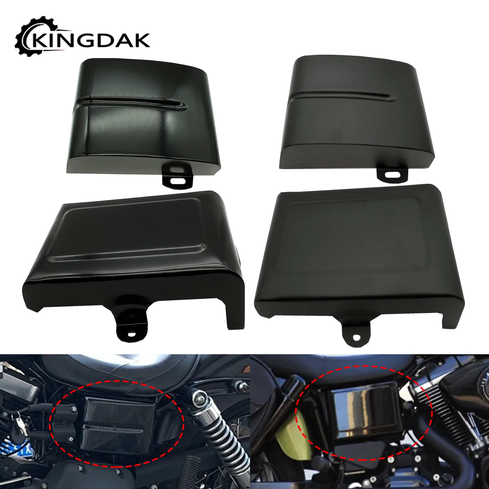 

Motorcycle Battery Side Fairing Covers Cap Gloss Black/Matte Black For Harley Dyna Street Bob FXDB Low Rider FXDL FXDF FXDWG FLD