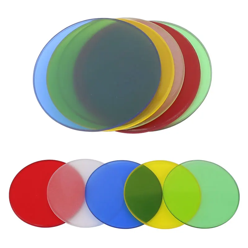 5-Piece Optical Glass Microscope Filter Set - Green, Blue, Yellow, White, Red
