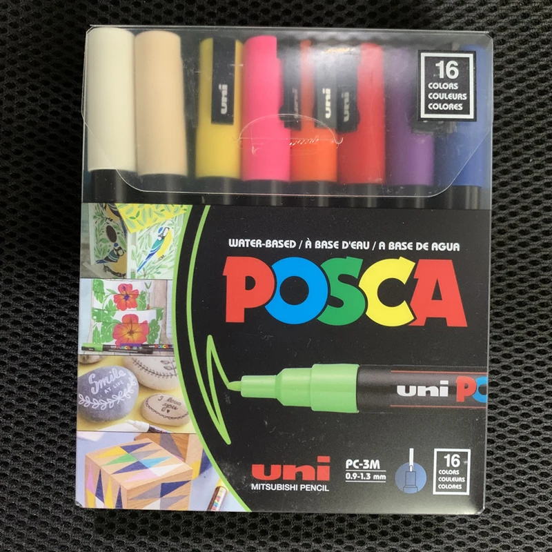 2 (NEW) 16 Colors Pack UNI POSCA 5M 1.8-2.5 mm MEDIUM WATER BASED PAINT  MARKERS