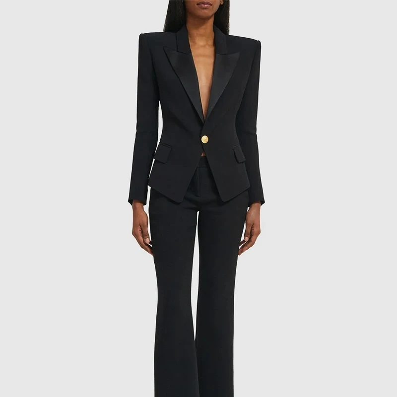 

Женский пиджак на одной пуговице, элегантный офисный пиджак с длинным рукавом, Винтажный дизайн 2024