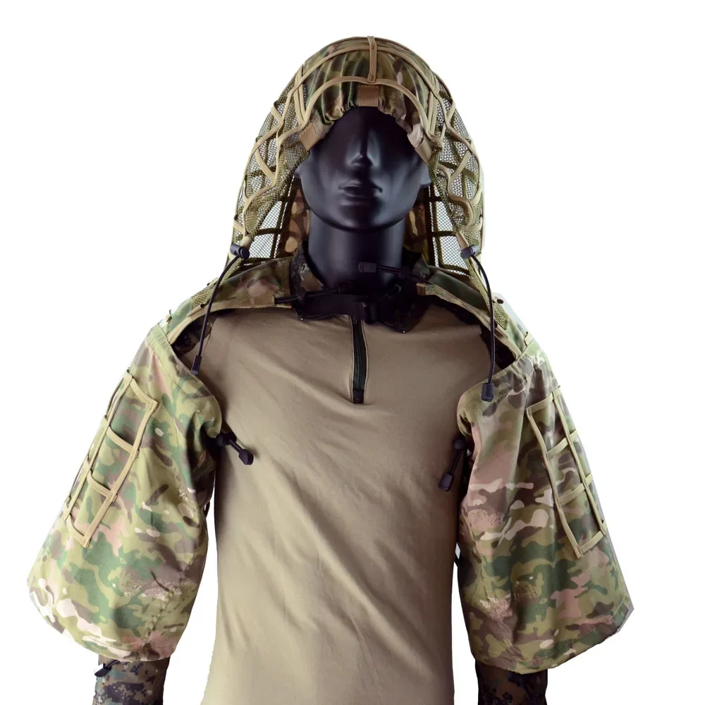Tactical Ghillie Suit Multicam Airsoft Shooting Camouflage Sniper Ghillie Suit Coat Hunting Woodland Ripstop Fabric Coat ghillie suit