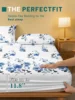 1 Simple modern Plant Flower printed matte Fitted Sheet, bedroom printed bed cover, bedding (excluding pillowcases) 3