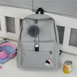 New Korean Nylon Printing Solid Backpack Girl School Bags for Teenage College Wind Women SchoolBag High Student Bag Black Pink