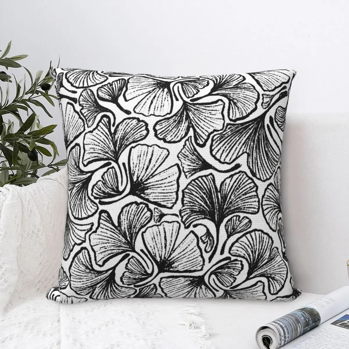 

Pillow Cover Ginkgo Biloba Leaves Design Cushion Cover Sketch Funny Pillow Case For Sofa Bedroom Home Decor Pillowcases