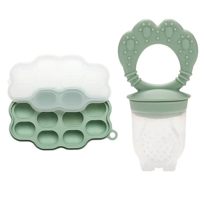Baby Breast milk Popsicle Molds & Baby Fruit Feeder (2 Pack), Food Freezer Tray Storage Containers Set