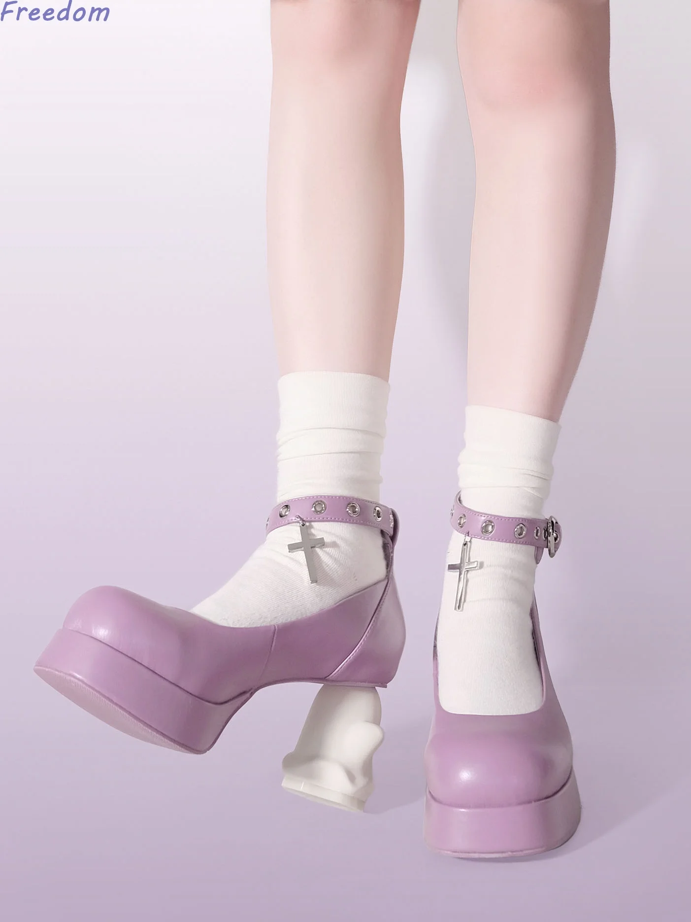 Halloween special sweet shoes y2k subculture punk ghost heel mary jane shoes ankle strap purple black pumps women high heels platform high heels sandals