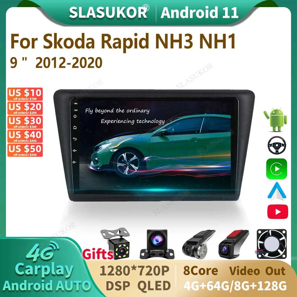 

9 Inch For Volkswagen Skoda Rapid NH3 NH1 2012-2020 Android Car Radio Multimedia Video Player Audio Stereo Player Navigation