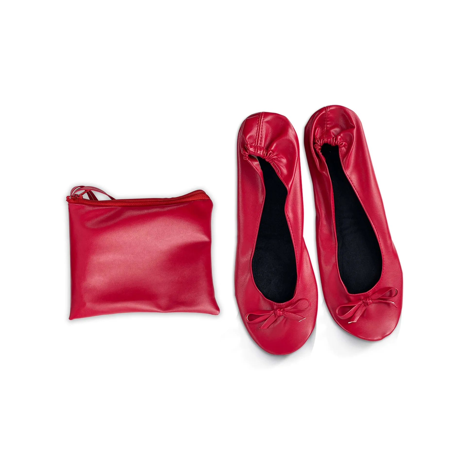 Leather Cheap Foldable Ballet Flats Balet Folding Flats USHINE