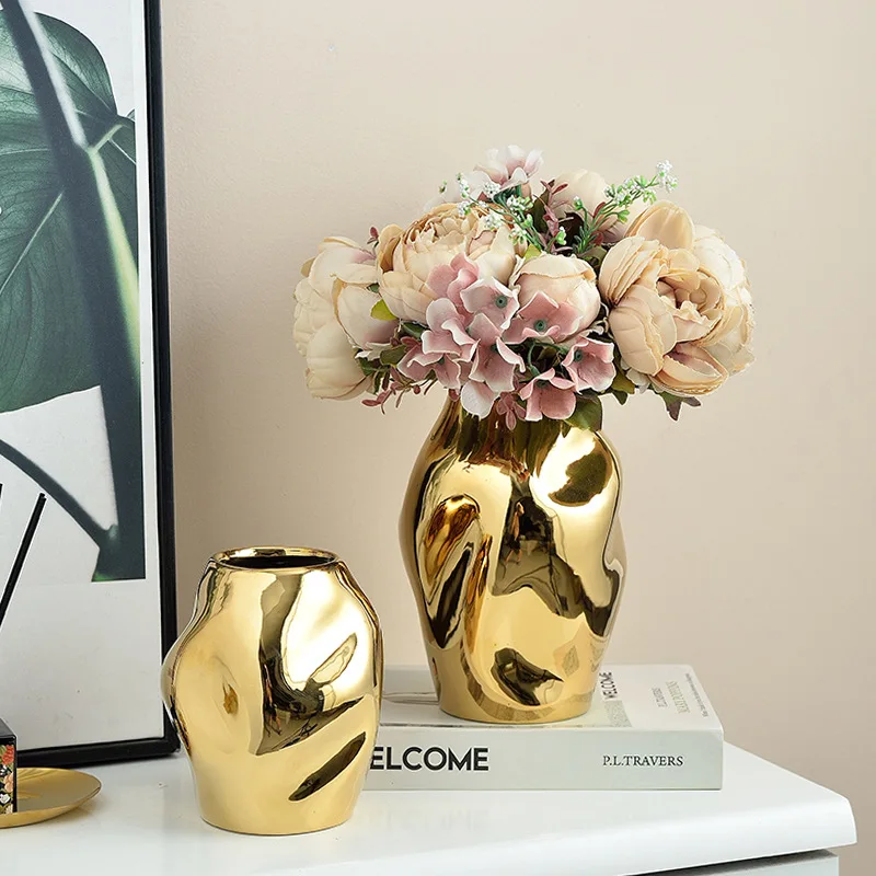

Nordic golden ceramic vase home living room decor flower arrangement ornaments ornaments nordic ceramic vase home decor vase