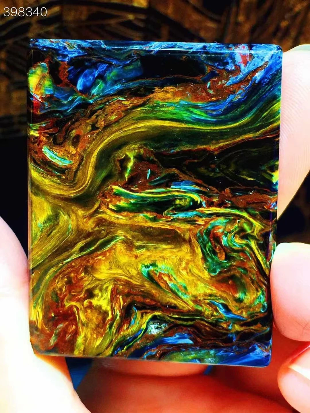 

Natural Yellow Blue Pietersite Rectangle Pendant 46.2x35.8x7mm Cat Eye Women Men Pietersite Namibia Necklace Jewelry AAAAAA
