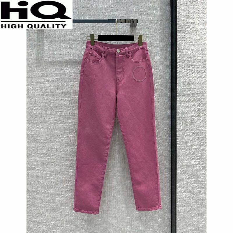 

Women Casual Fashion Embroidery Letter Cotton Pencil Jeans