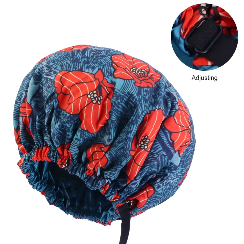 New Large Women Satin Bonnet Hat Layer Reversible Sleep Cap Reversible Adjustable Night Sleep Cover Cap for Curly Natural Hair 4