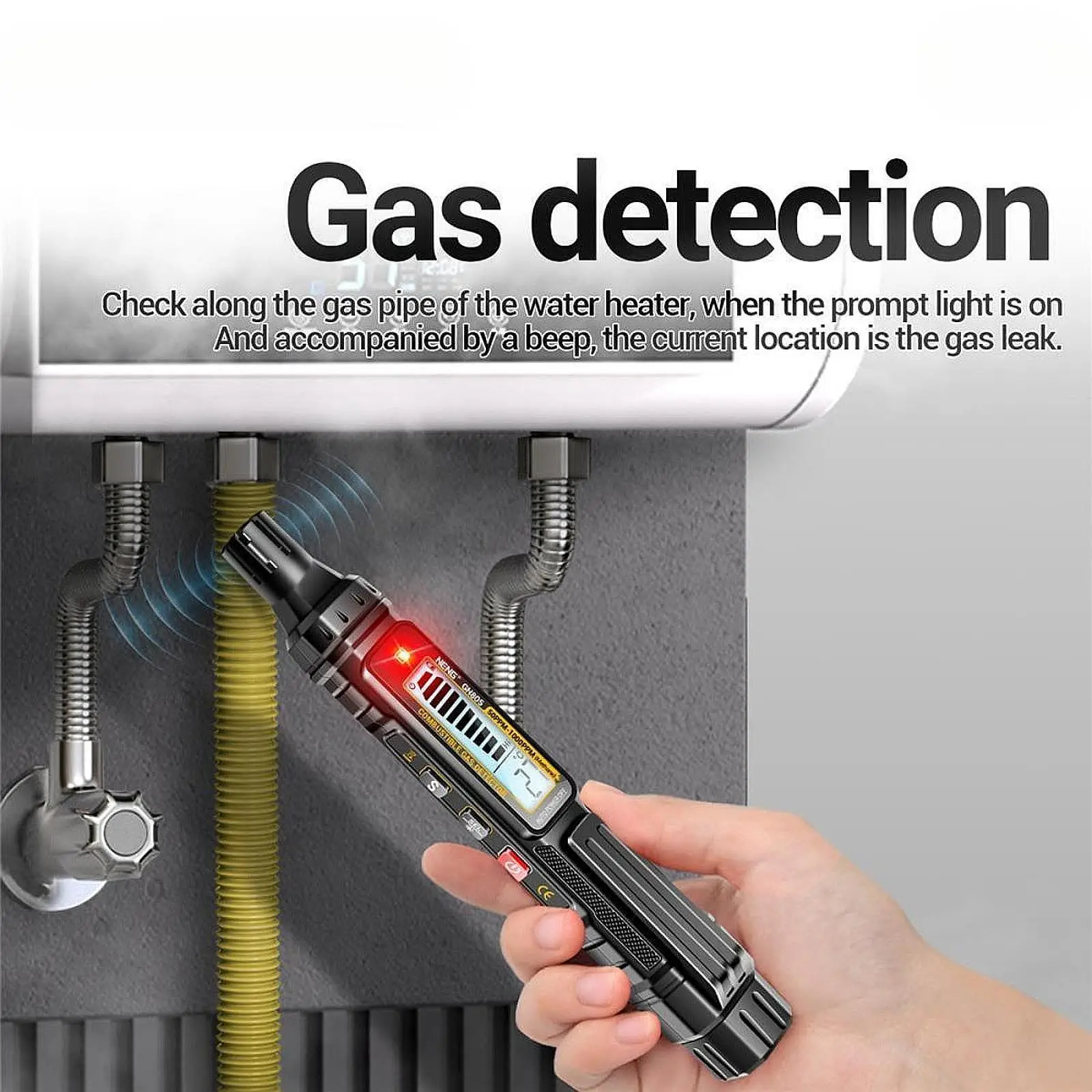 Gas Leak Tester with Audible and Visual Alarm Easy to Use Gas Detection Pen