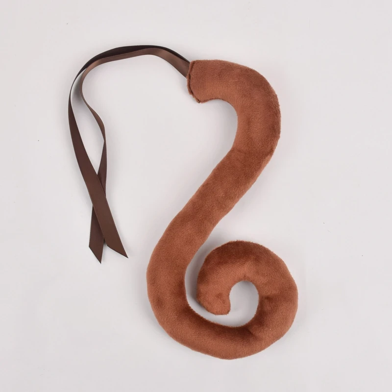 Monkey Costumes Set Animal Ears and Tail Set Monkey Fancy Dress Accessories Plush Ears Headband Halloween Cosplay Props