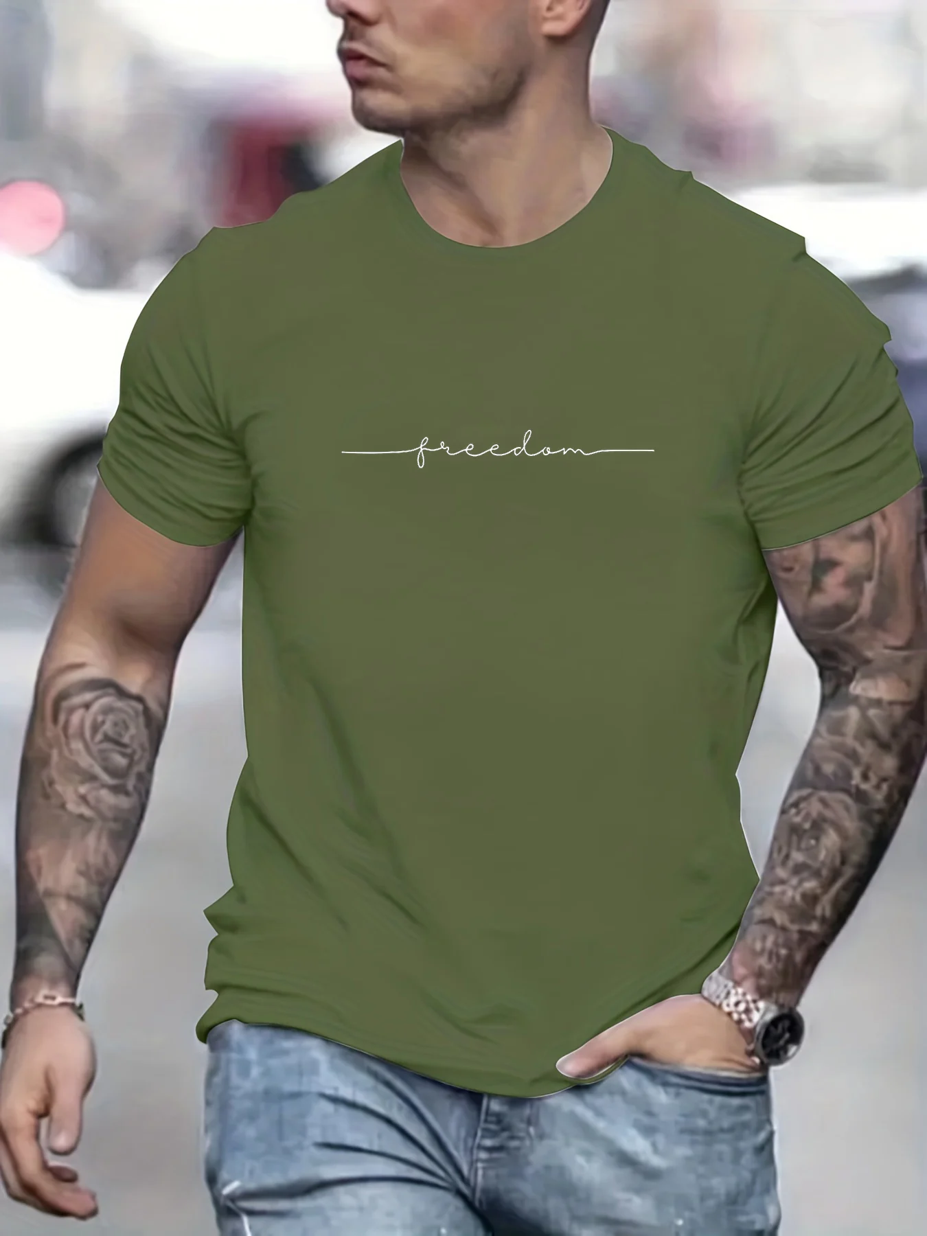 Mens Casual Cotton Graphic T-Shirt - Slim Fit Summer Top