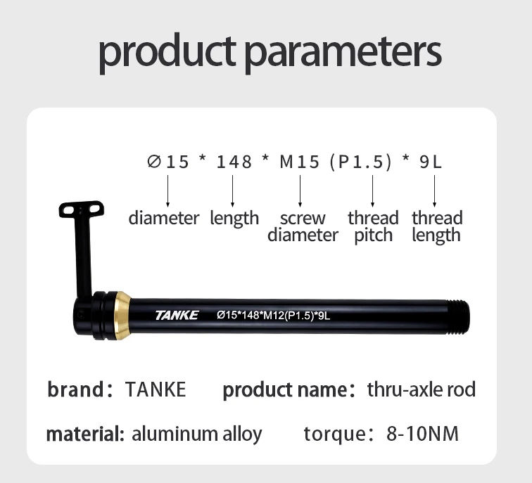 TANKE Fahrrad Versteckte Schnellspanner-Achse 12/15MM Ultraleichte Aluminiumlegierung QR MTB Rennrad Steckachse Zubehör – Detail 2