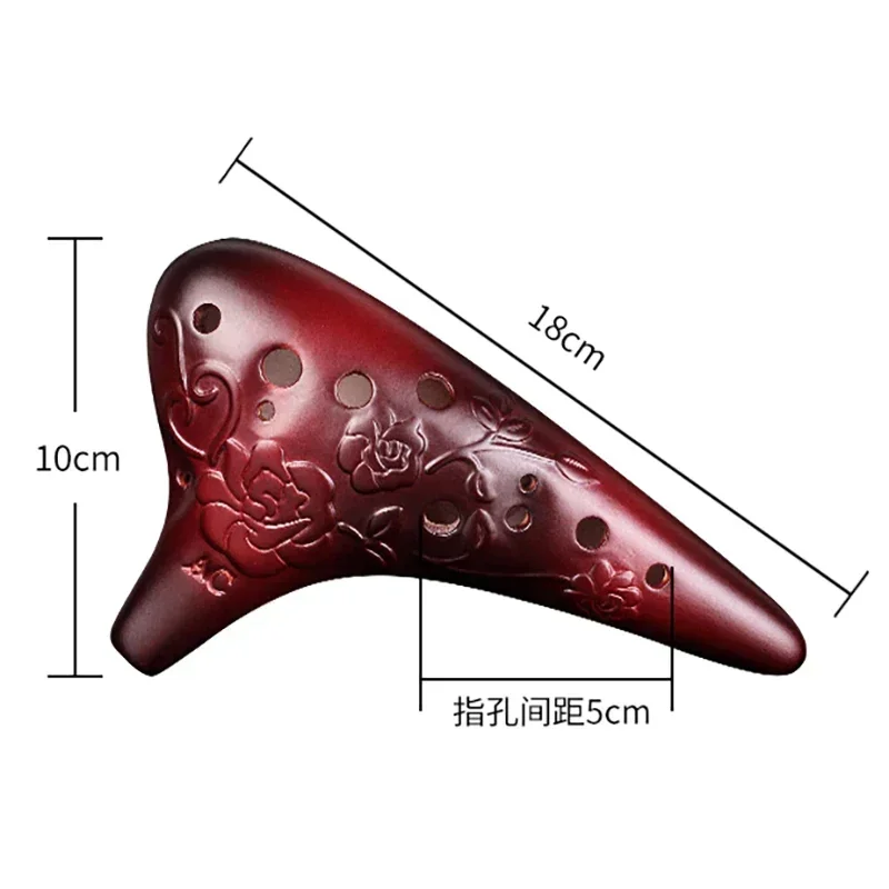 FENGYA Ceramic Ocarina 12 Hole Alto C Key Music Flute Professional Smoked Ocarinas Xun Beginner Traditional Orff Instrument Gift