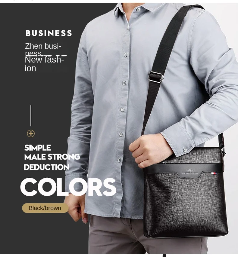 

2024 new men's shoulder bag leather crossbody men's bag Business cowhide leisure bag