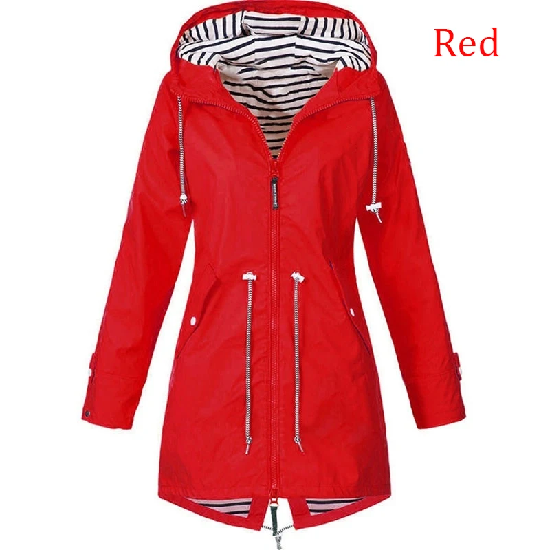 Fashionable long casual women's long sleeved waterproof travel jacket Running jacket New fashion long sleeved hooded windbreaker