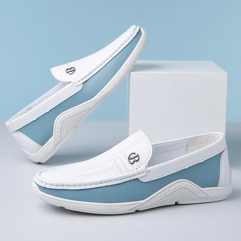 2024 Spring Summer New Shoes for Men Leather Casual Shoes Men Comfortable Flat Driving Shoes Street Fashion Slip-on Loafers