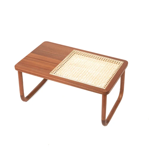 Japanese style Indonesian Rattan weaving Solid Wood Computer Table On
