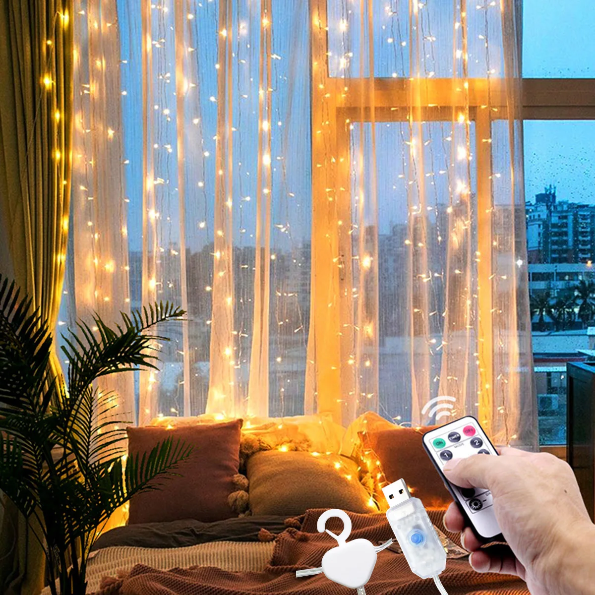 1M-3M LED Curtain String Lights Hanging Wedding Party Home Bedroom Decor 8