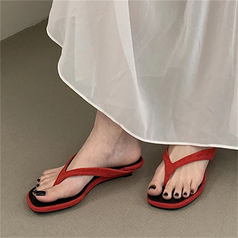 2026 Summer Fashion Shallow Square Clip Toe Slippers Women Low Heels Sandals Elegant Party Flip Flops Female Shoes 6