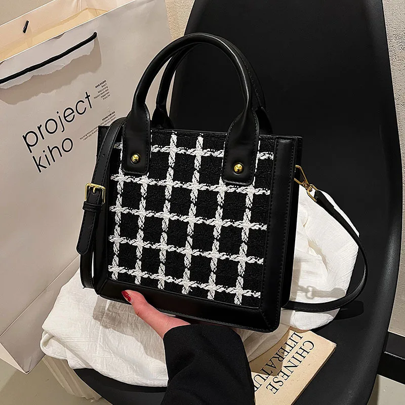 Sexy Dance Checkered Print Women Small Square Bag Shoulder Chain