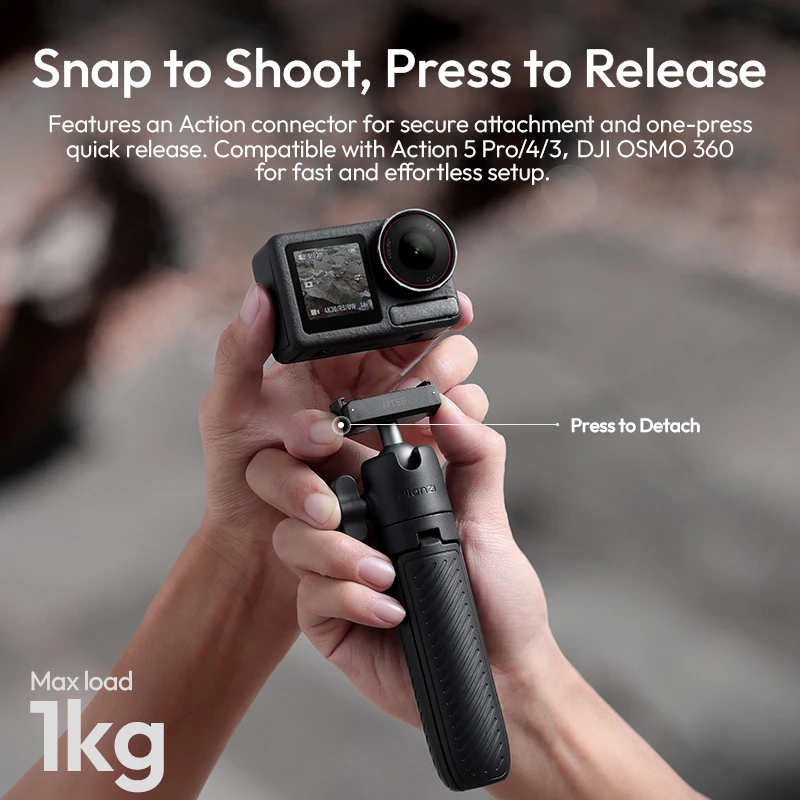 Ulanzi MT66 ClipMate Tripod with Action Connector 3-in-1 Versatility Backpack Clip Selfie Stick Tripod Mode for Camera Vlog Shot