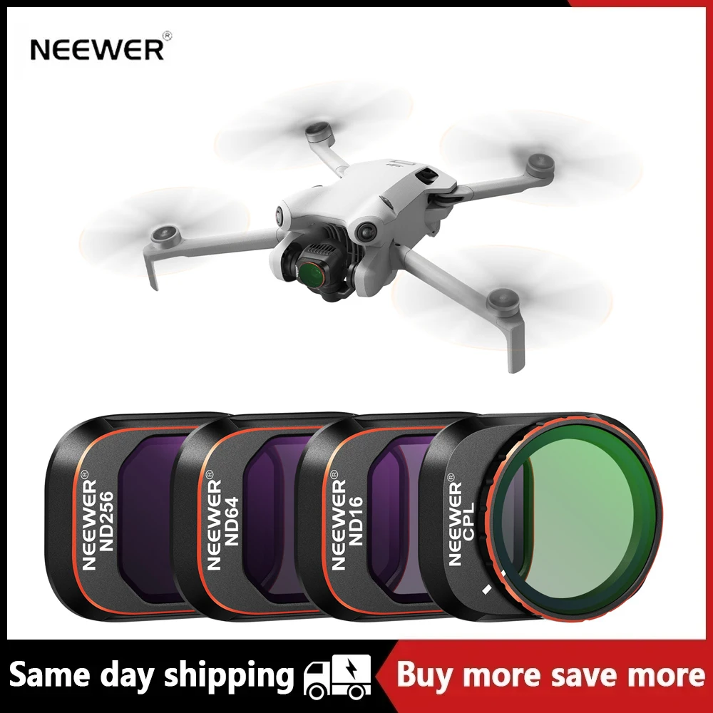 

Комплект фильтров NEEWER ND CPL совместимый с DJI Mini 4 Pro 4 Pack ND16 ND64 ND256 CPL поляризатор