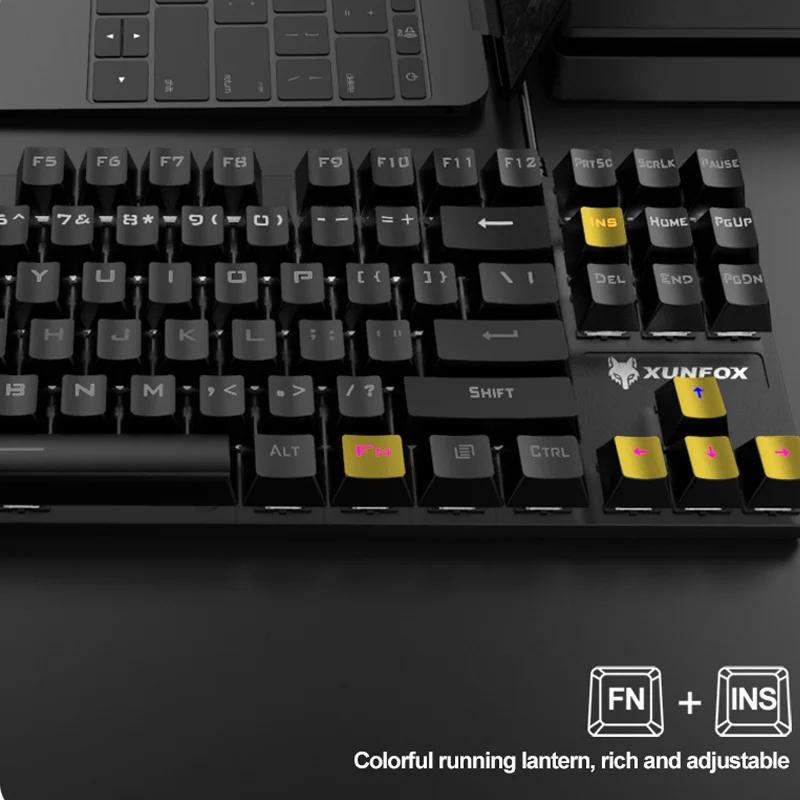 Newrys K2 87 Keys Universal Wired RGB Backlight Mechanical Keyboard Computer Accessory，Quiet Ergonomic Water-Resistant Mechanical Feeling Keyboard,fo